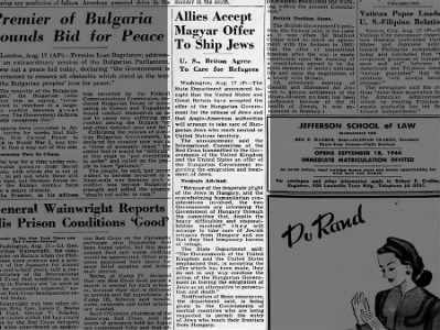 Allies Accept Magyar Offer To Ship Jews