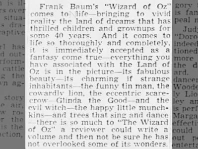 Wizard of Oz review, 1939