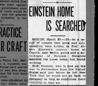 EINSTEIN HOME IS SEARCHED